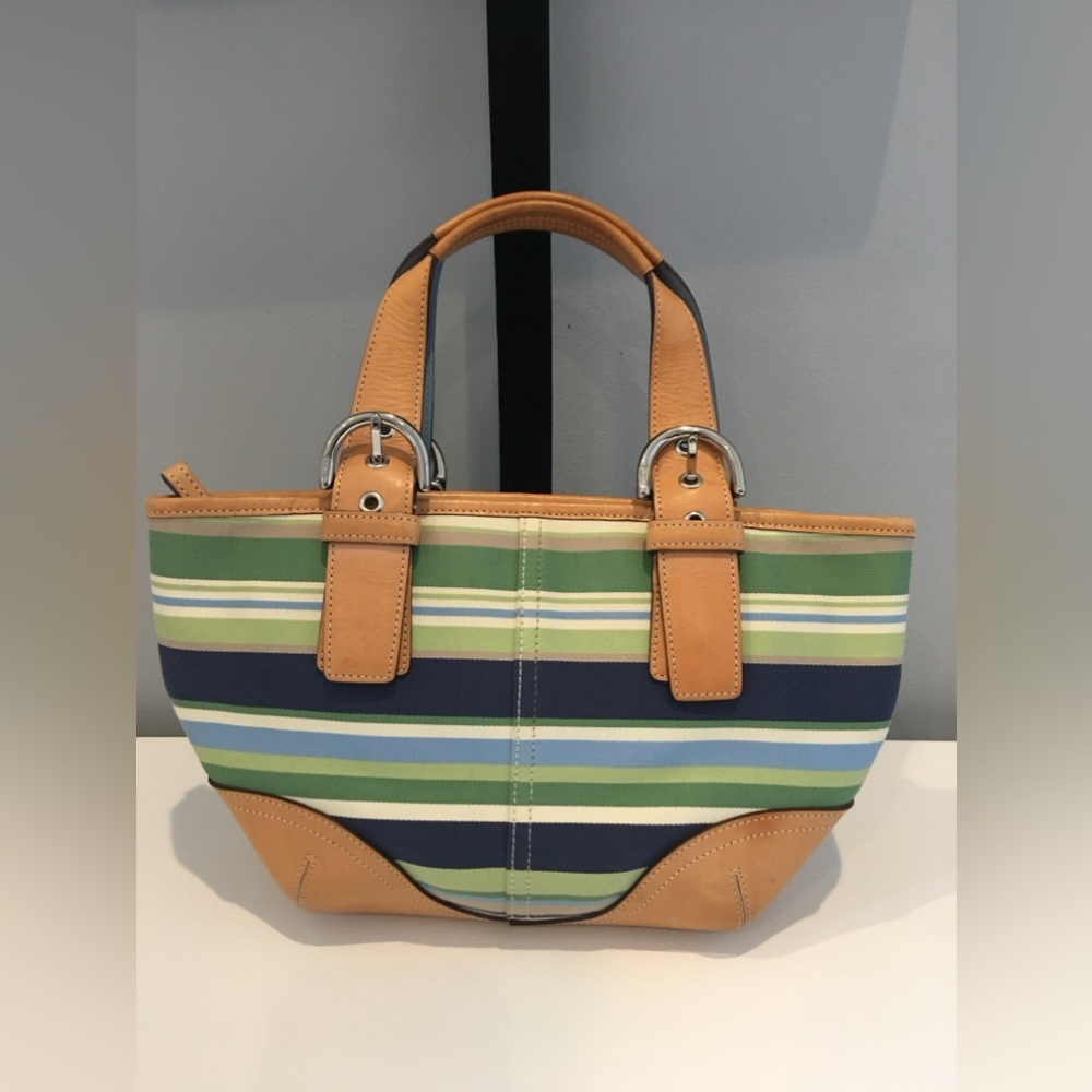 COACH MULTI STRIPE BUCKET BAG